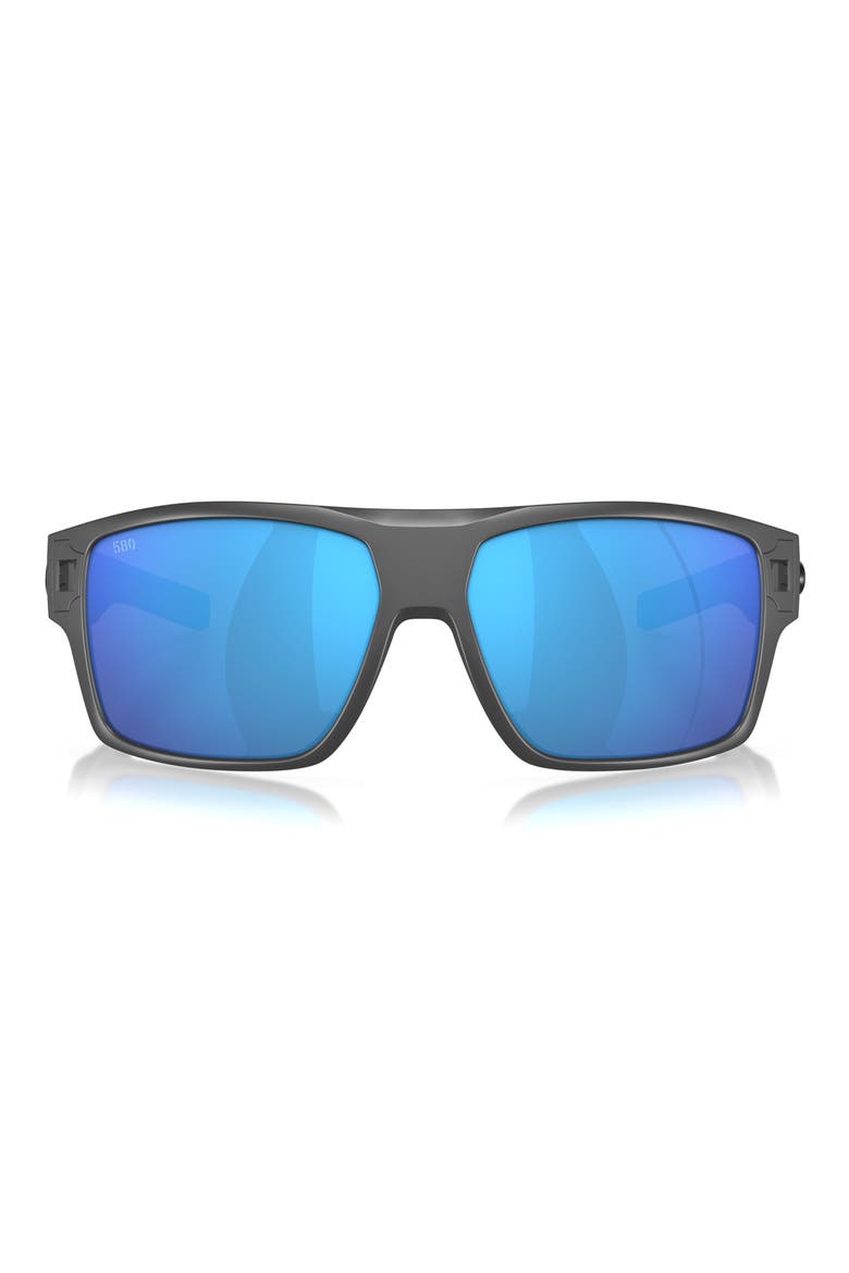 Diego 62mm Mirrored Polarized Oversize Rectangular Sunglasses, Main, color, MATTE GRAY