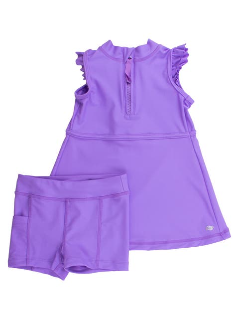 Girls UPF50+ Sleeveless Zip Ruffle Sleeve Active Dress