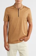 BOSS Paras Quarter Zip Cotton Polo