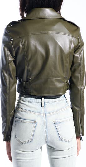 AZALEA WANG Faux Leather Crop Moto Jacket | Nordstrom