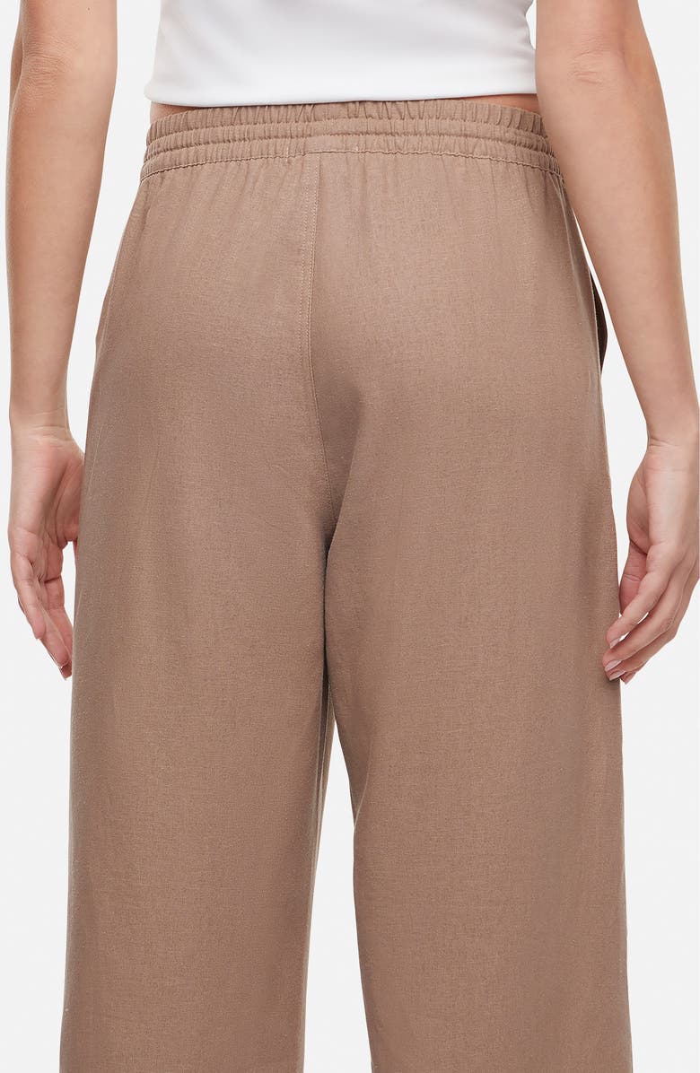 Three Dots Drawstring Linen Blend Ankle Wide Leg Pants, Alternate, color, Portabella
