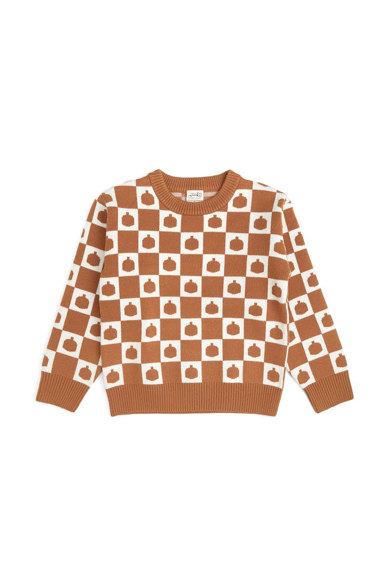Pumpkin Checkers Sweater, Main, color, Burnt Orange