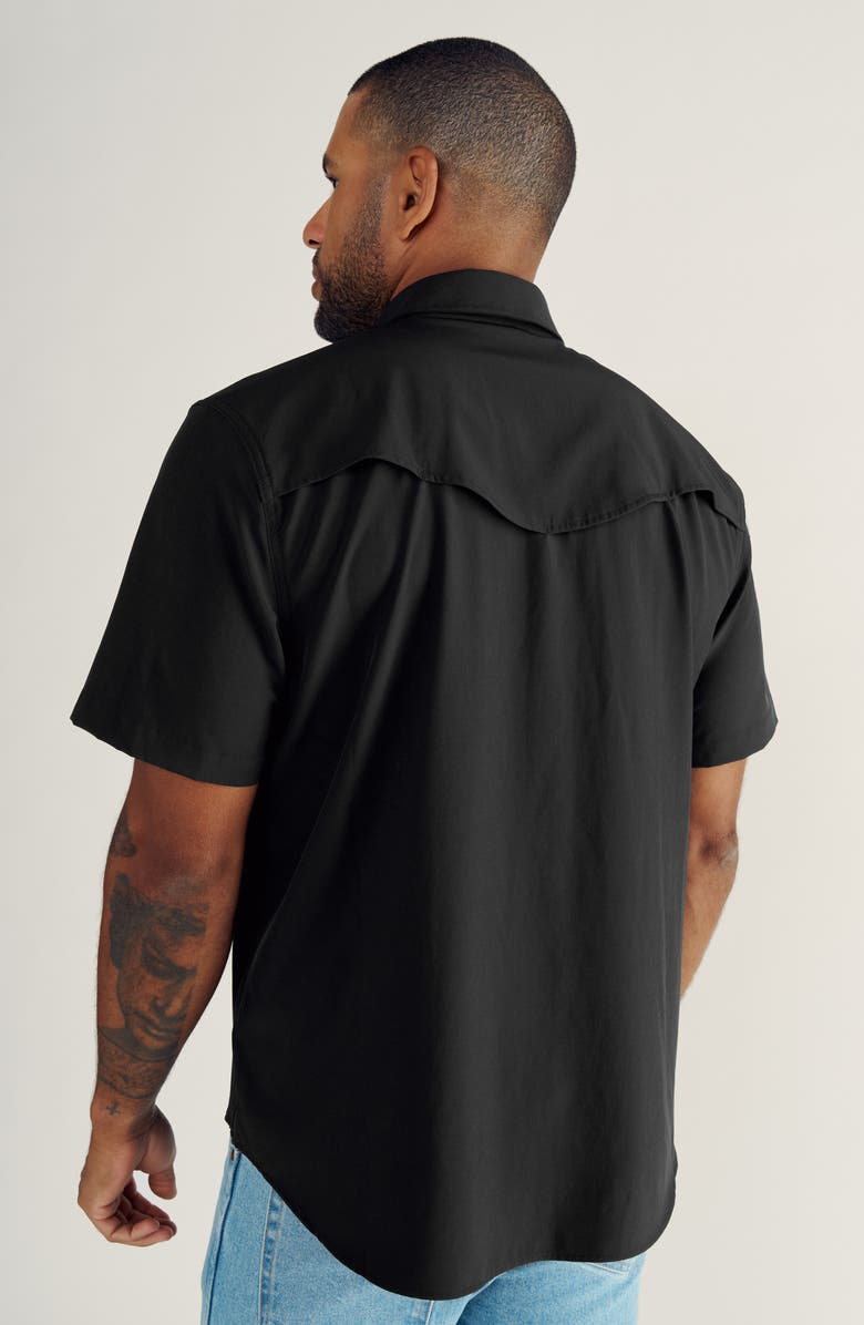 Tecovas Performance Western Short Sleeve Button-Up Shirt, Alternate, color, Black