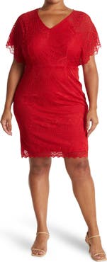 Love By Design Jeanne V-Neck Lace Dolman Dress