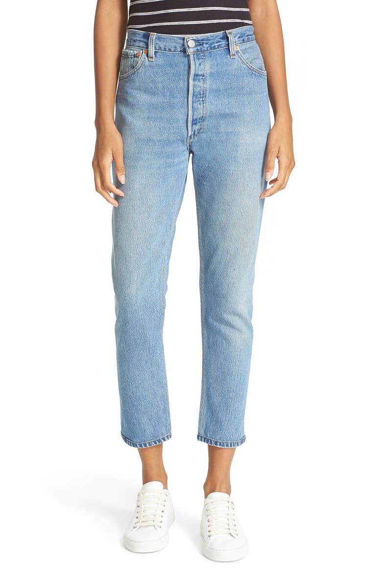 Reconstructed High Waist Ankle Crop Jeans, Main, color, NO DESTRUCTION