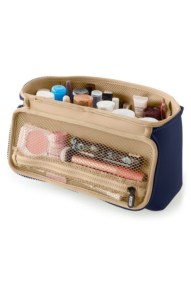 Large Neoprene Train Case, Alternate, color, NAVY/ KHAKI