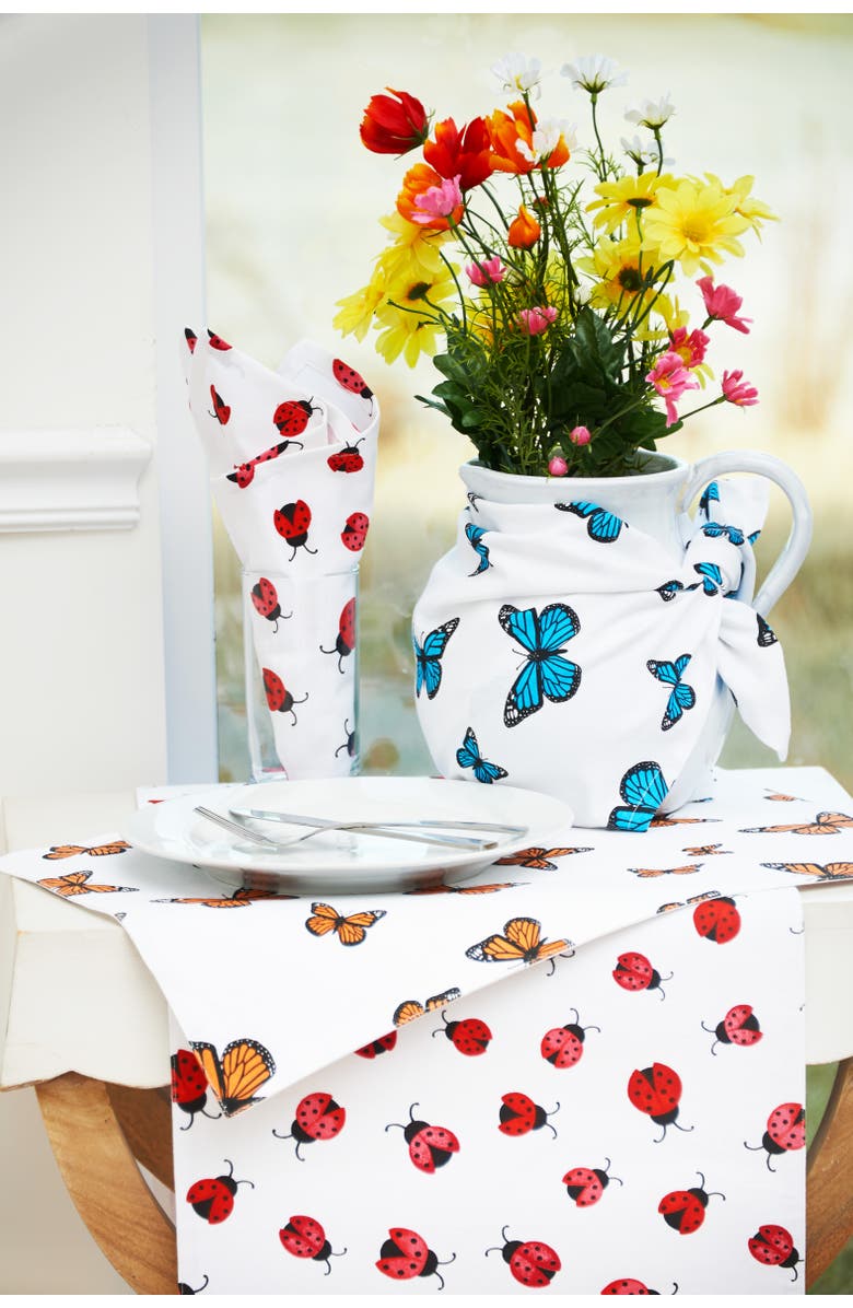 C&F Home Ladybug Pattern Spring Napkin, Set of 6, Alternate, color, White