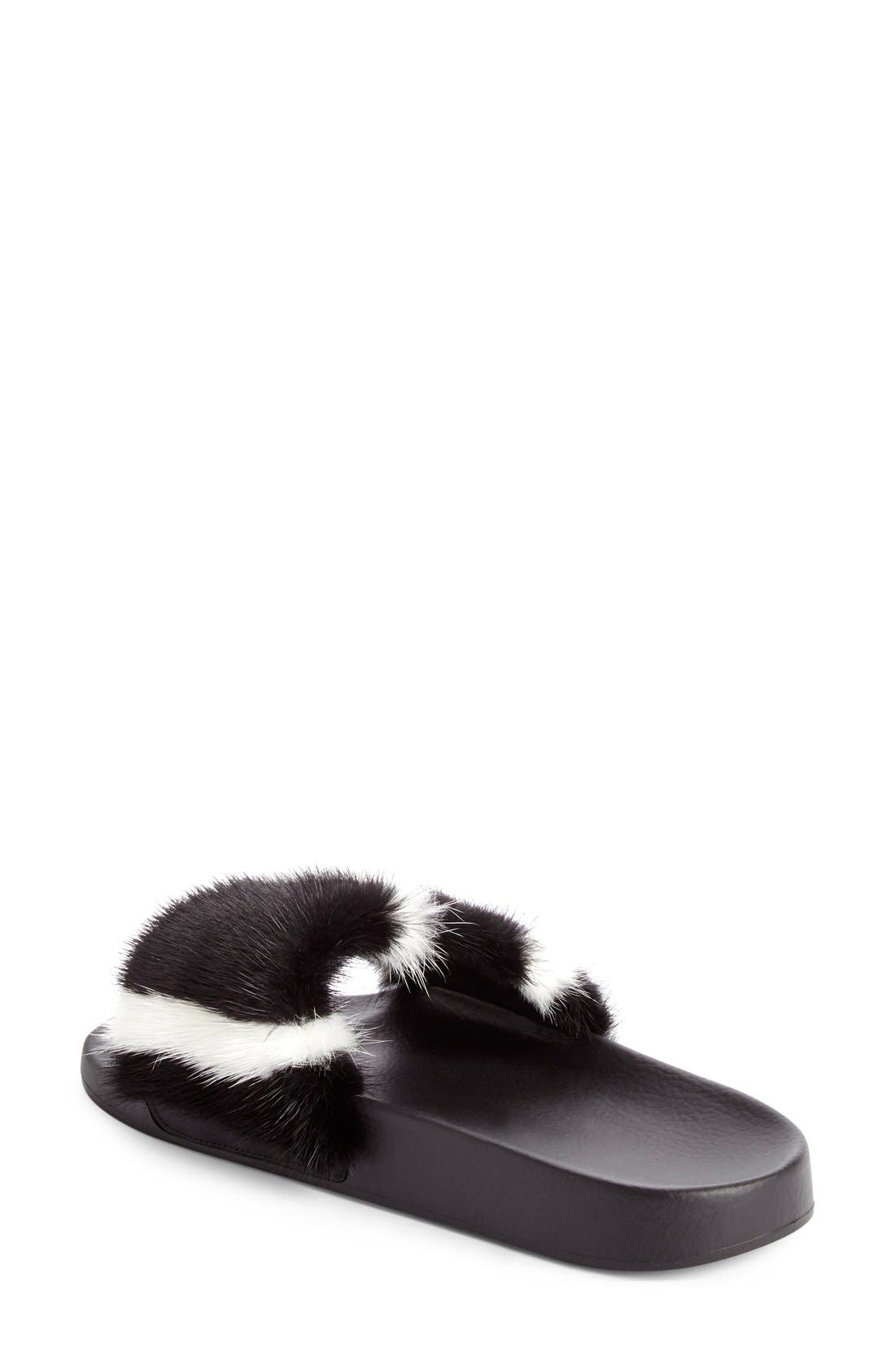 Givenchy Genuine Mink Fur Slide Sandal, Alternate, color, 