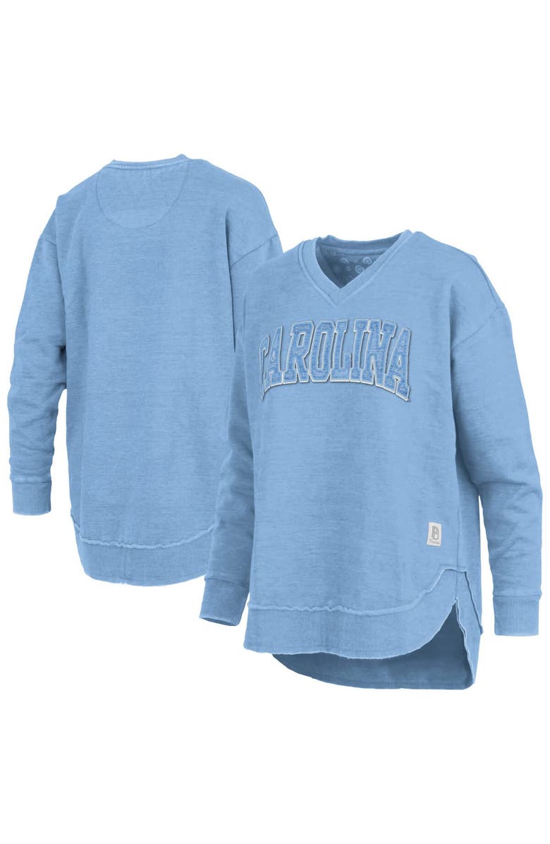 PRESSBOX Women's Pressbox Carolina Blue North Carolina Tar Heels Westin Poncho V-Neck Pullover Sweatshirt, Main, color, Light Blue