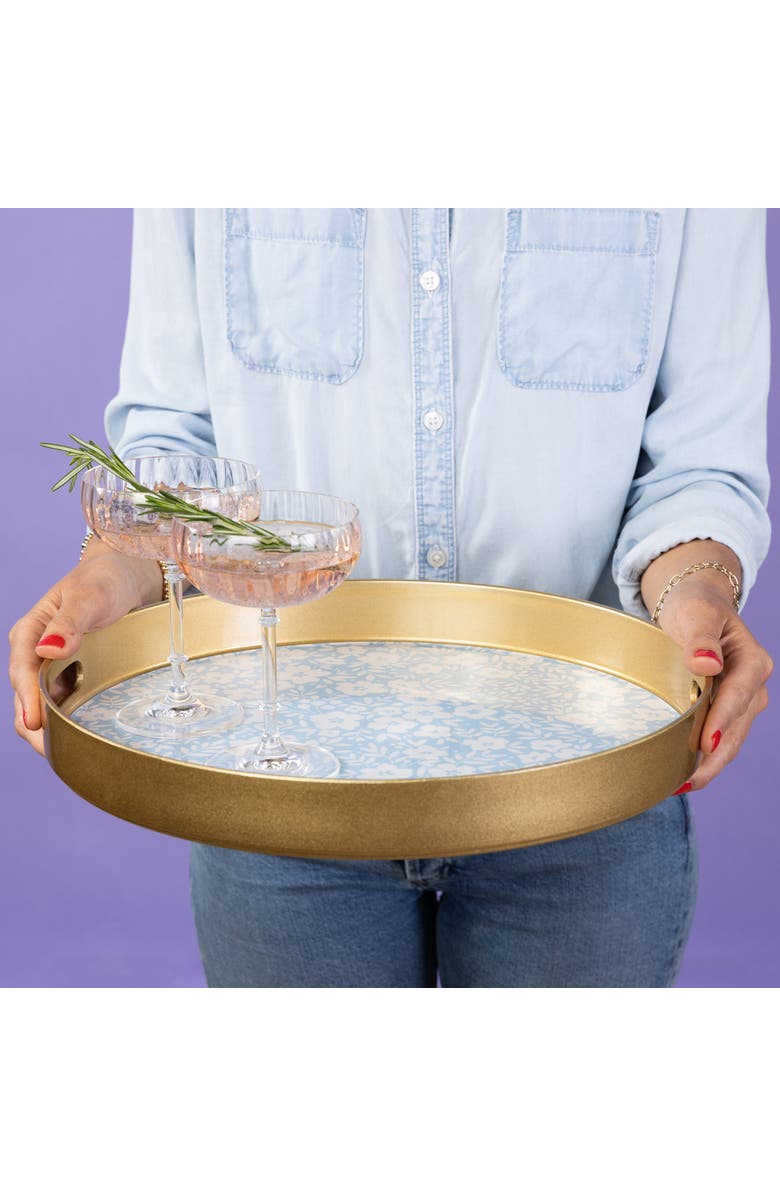 Totalee Gift Royal Floral Plastic Serving Tray Ceramic Blue, Alternate, color, Blue