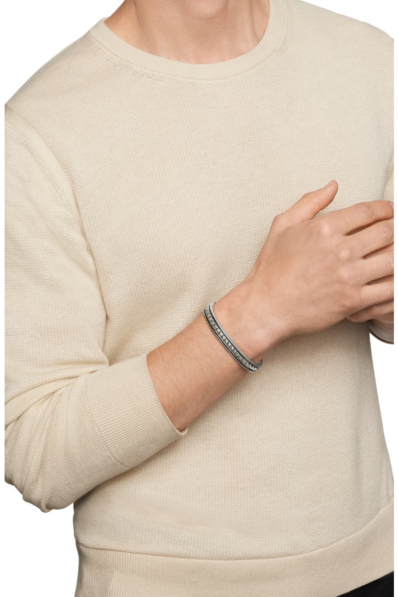 Pyramid Cuff Bracelet in Sterling Silver with Diamonds, 9.6mm, Alternate, color, SILVER PAVE