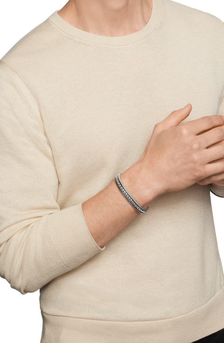 David Yurman Pyramid Cuff Bracelet in Sterling Silver with Diamonds, 9.6mm, Alternate, color,