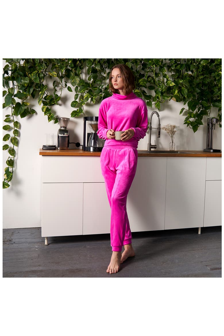 Cowl Neck Velour Top, Alternate, color, PARTY PINK