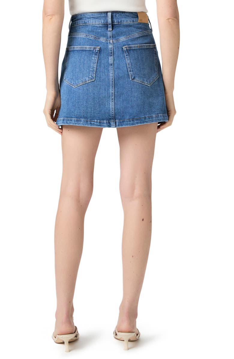 PAIGE Janelle Pintucked Denim Miniskirt, Alternate, color, Passage