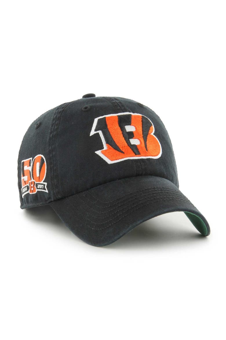 Men's '47 Black Cincinnati Bengals Sure Shot Franchise Fitted Hat, Main, color, Black