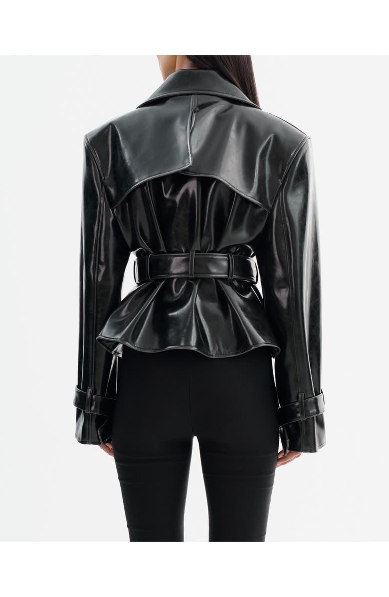 LAMARQUE Delania | Faux Leather Cropped Trench Coat, Alternate, color, Black