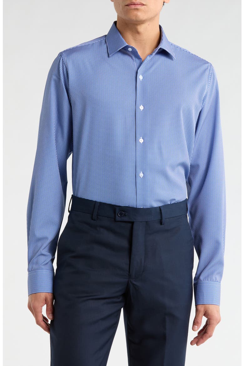 Slim Fit Check Dress Shirt, Main, color, DARK BLUE