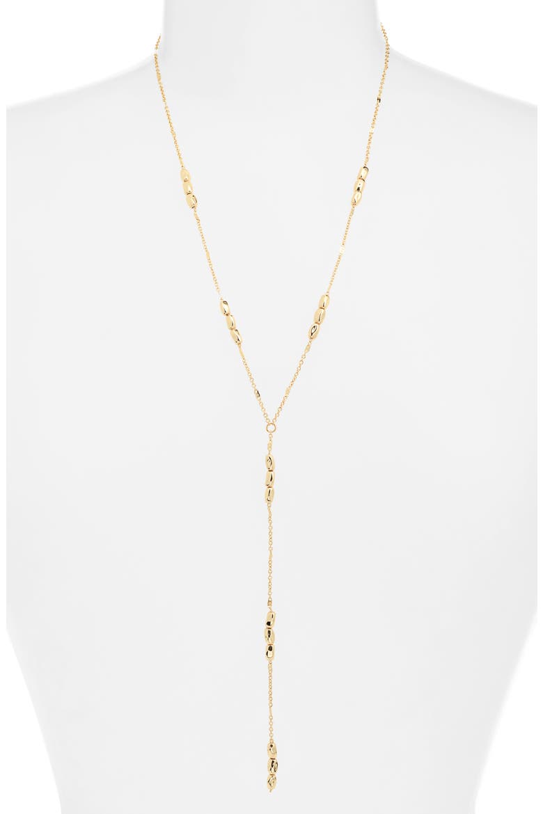 Stationary Orb Lariat Necklace, Alternate, color, GOLD