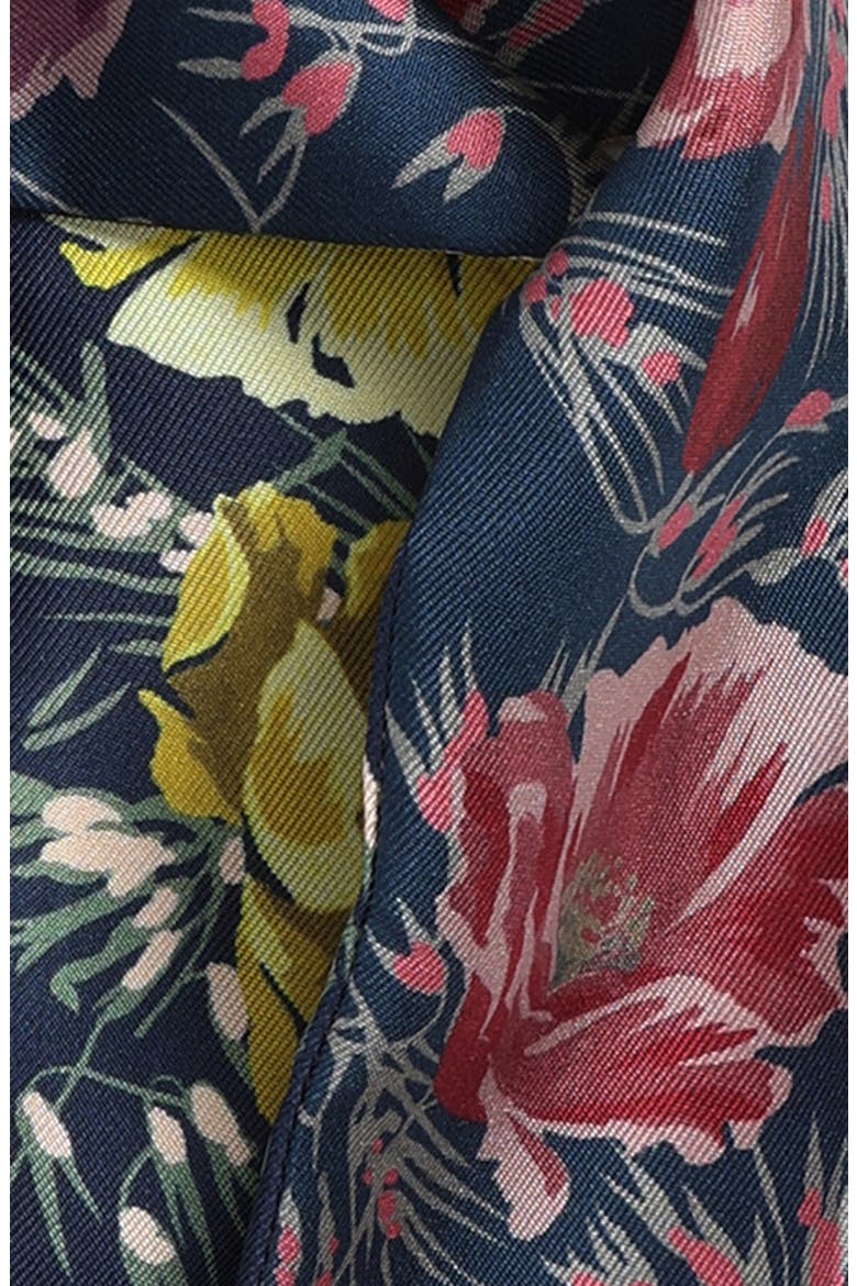Apres L'Hiver Poppies Print Reversible Silk Skinny Scarf, Alternate, color, PINK MULTI
