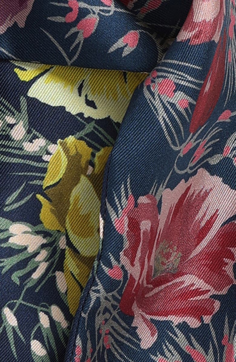 Valentino Garavani Apres L'Hiver Poppies Print Reversible Silk Skinny Scarf, Alternate, color, Pink Multi