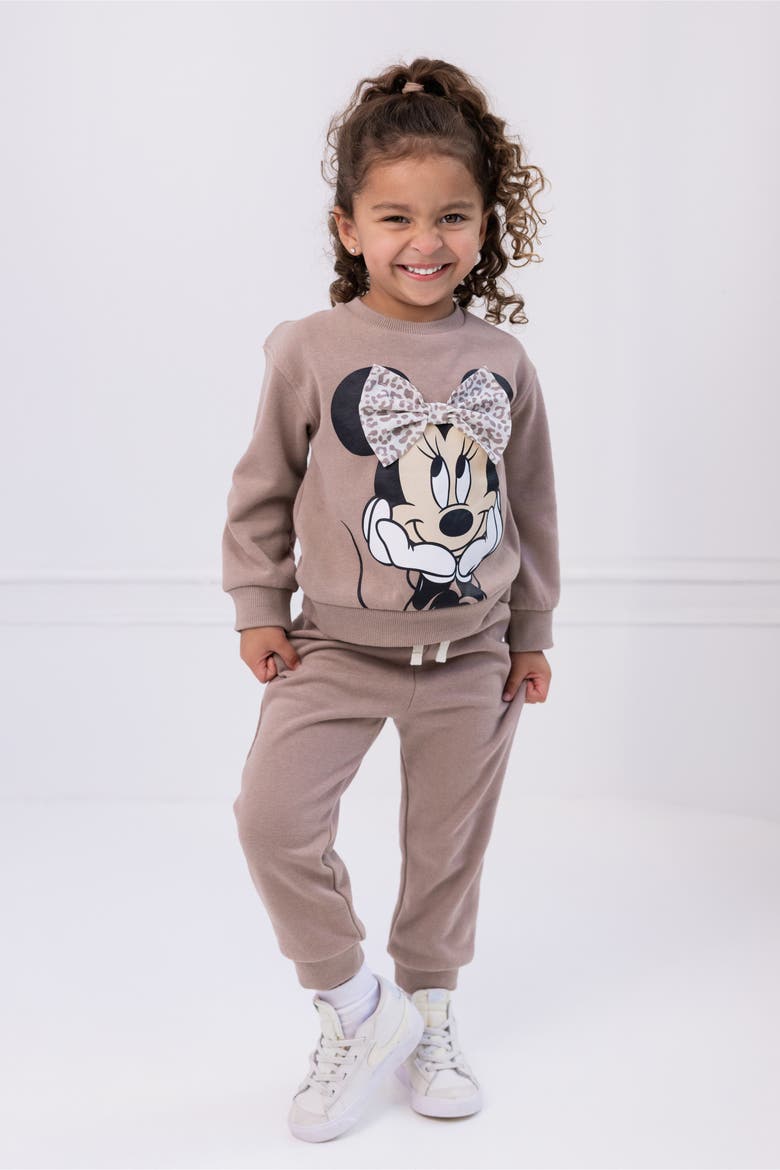 Minnie Mouse 2-Piece Fleece Sweatshirt and Pants Set, Alternate, color, Tan Leopard Minnie