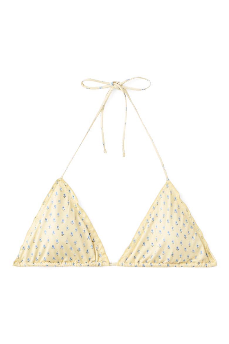 Floral Print Triangle Bikini Top, Main, color, PASTEL YELLOW
