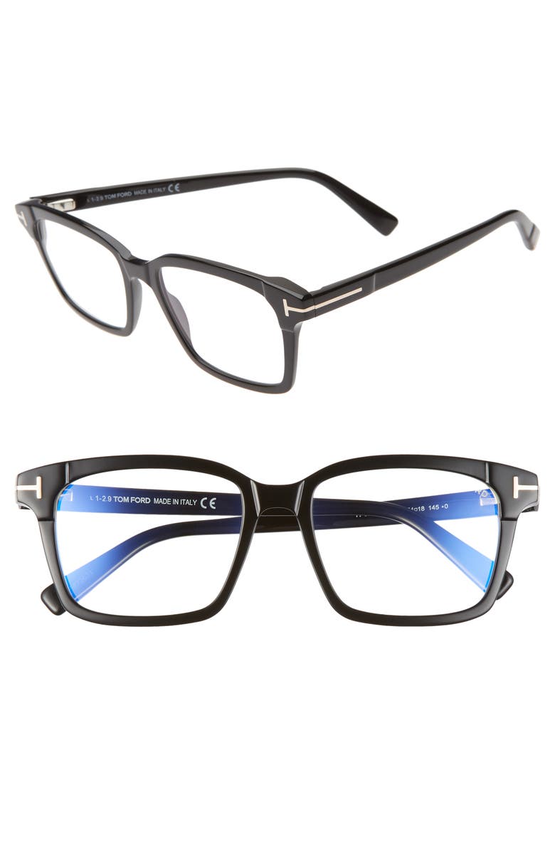 TOM FORD 54mm Blue Light Blocking Square Optical Glasses, Main, color, 