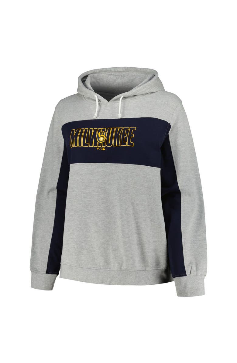 PROFILE Women's Profile Heather Gray Milwaukee Brewers Plus Size Pullover Jersey Hoodie, Alternate, color, Heather Gray