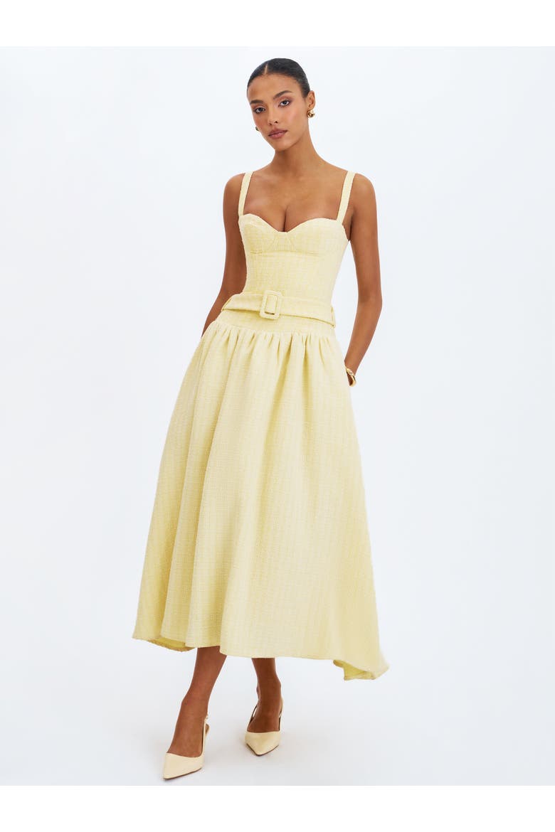 Tiana Sweetheart Belted Midi Dress, Alternate, color, Yellow