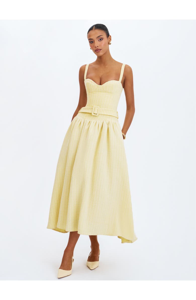 Miss Circle Tiana Sweetheart Belted Midi Dress, Alternate, color, Yellow