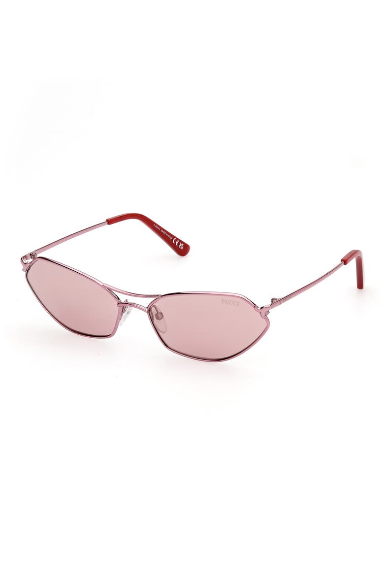 Geometric 54mm Sunglasses, Alternate, color, SHINY PINK / BORDEAUX MIRROR