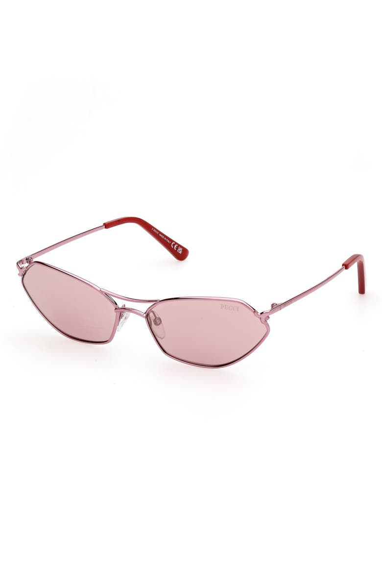 Emilio Pucci Geometric 54mm Sunglasses, Alternate, color, Shiny Pink / Bordeaux Mirror