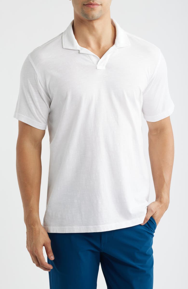 Greyson Alpha Slub Johnny Collar Polo, Main, color, Arctic