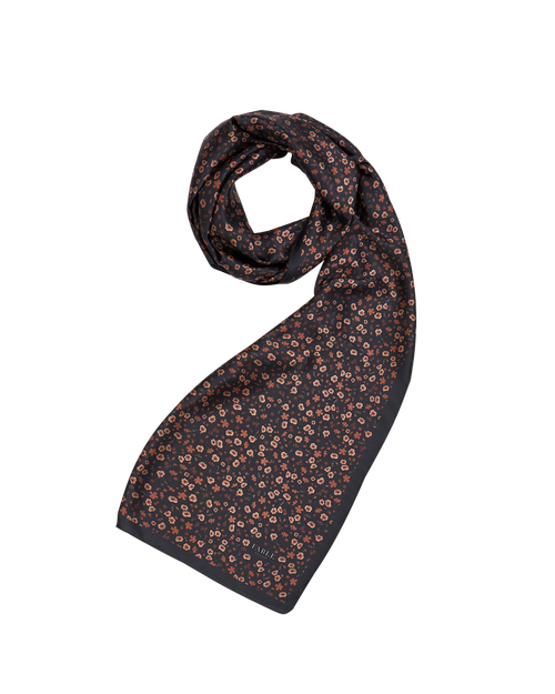 Fable England Deco Blooms Silky Lightweight Black Scarf In Black