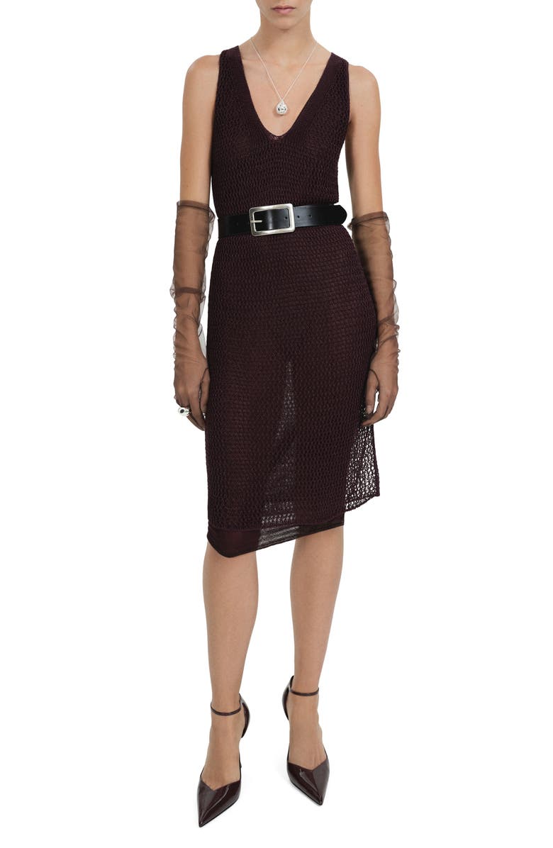 MANGO Metallic Dress, Main, color, Burgundy