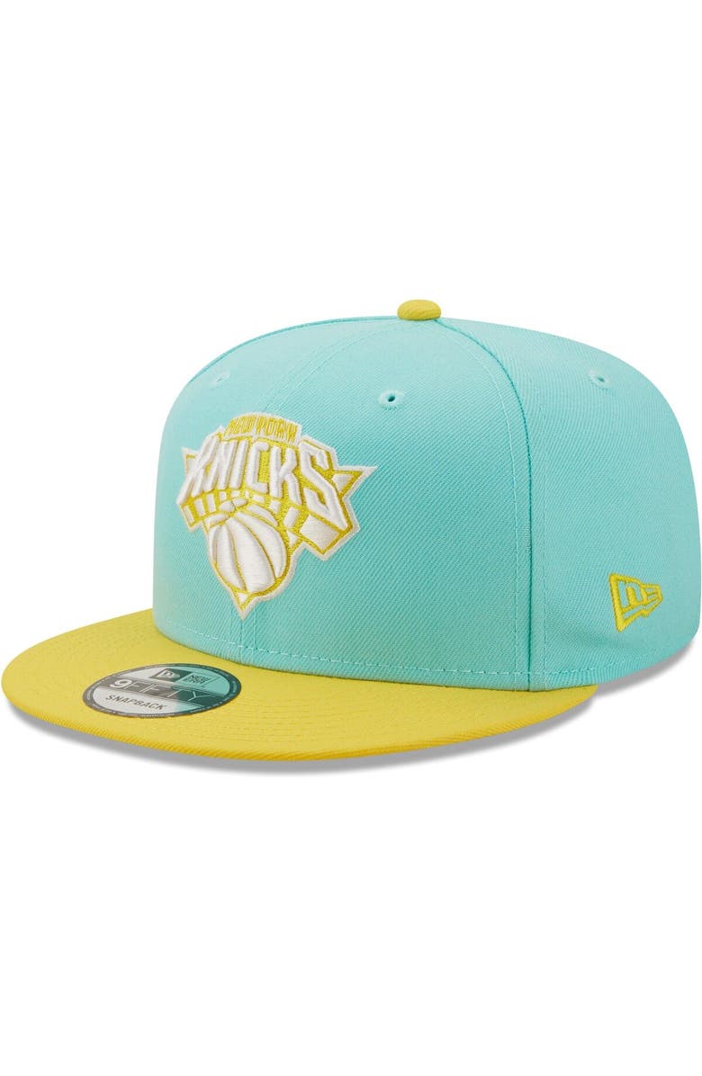 New Era Men's New Era Turquoise/Yellow New York Knicks Color Pack 9FIFTY Snapback Hat, Main, color, 
