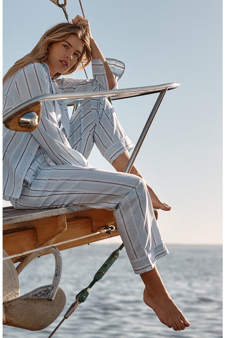 Cotton Twill Pajama Set, Alternate, color, BLUE
