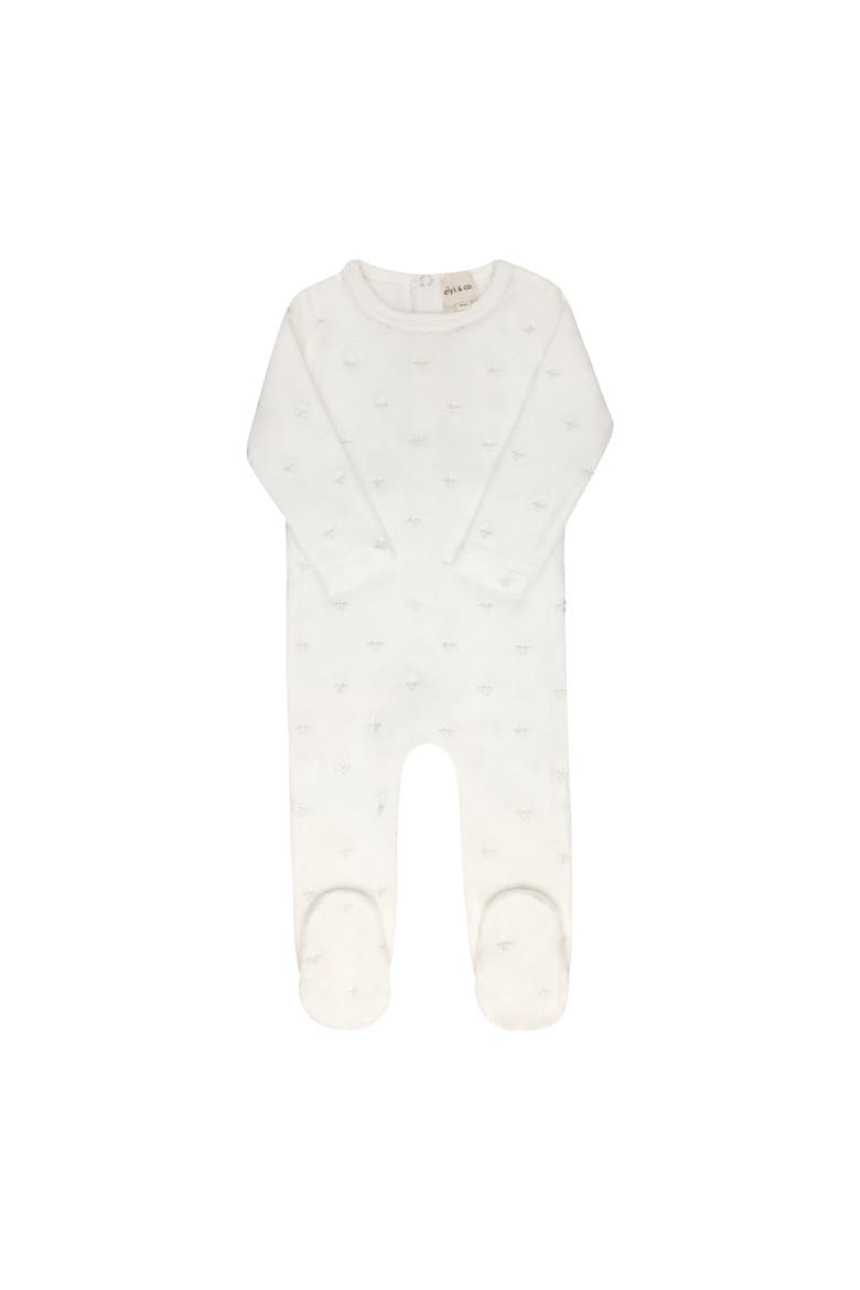 Velour Embroidered Floral Collection - Footie, Main, color, Ivory Boy