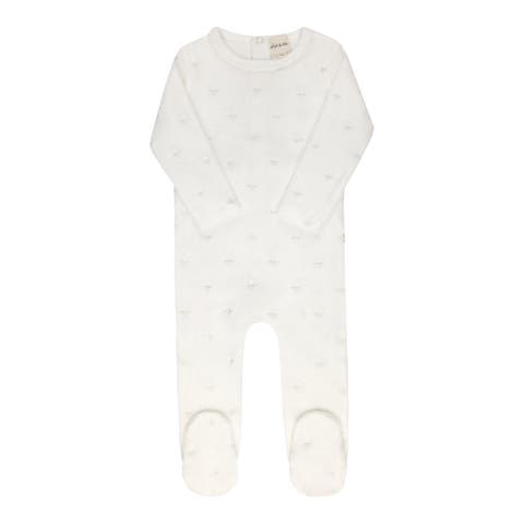 Velour Embroidered Floral Collection - Footie