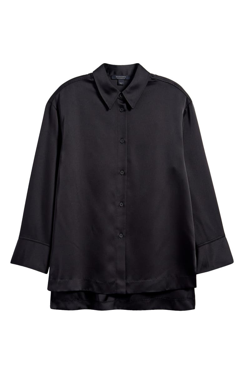 AllSaints Myrtle Longline Satin Shirt, Alternate, color,