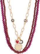 Leith Layered Bead and Charm Necklace