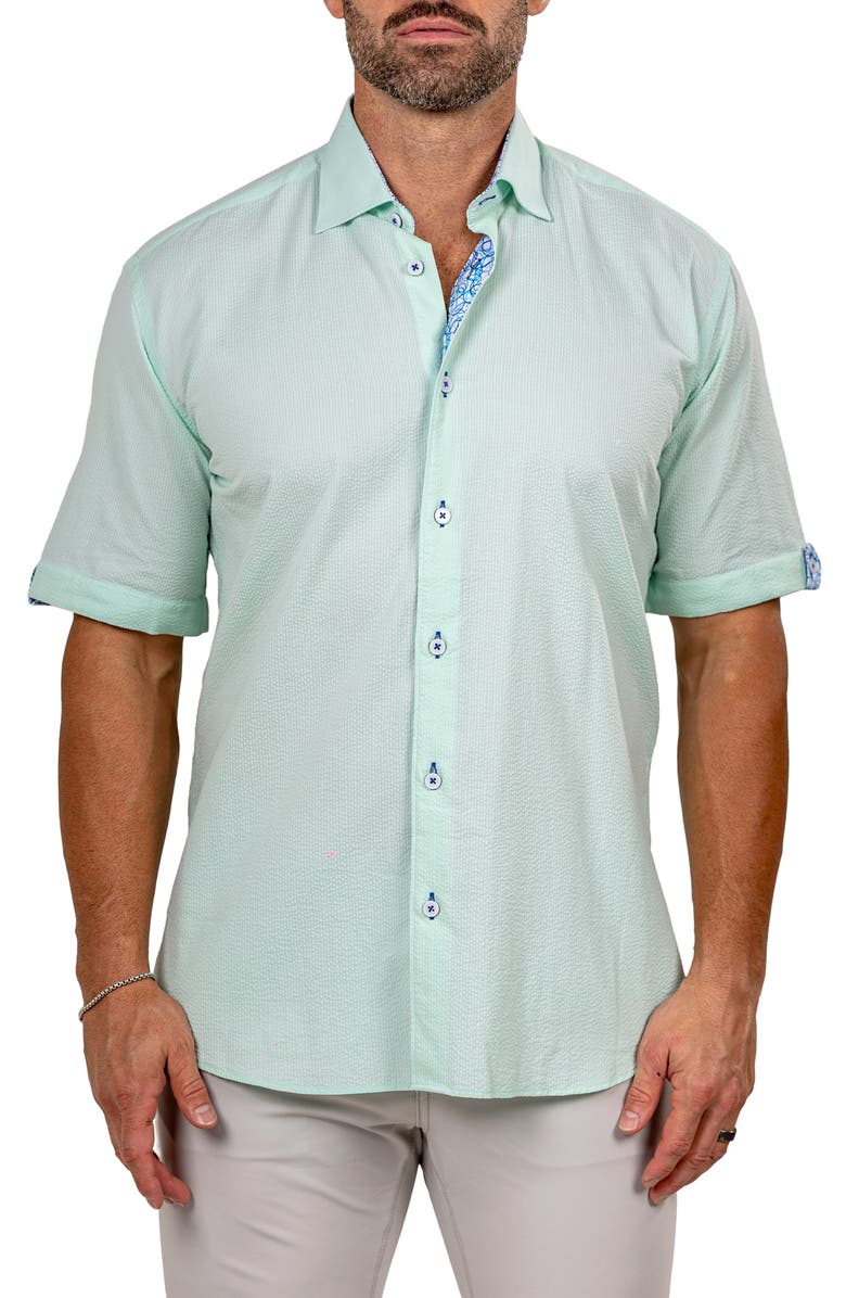 Maceoo Galileo Marty Short Sleeve Cotton Button-Up Shirt, Main, color, 