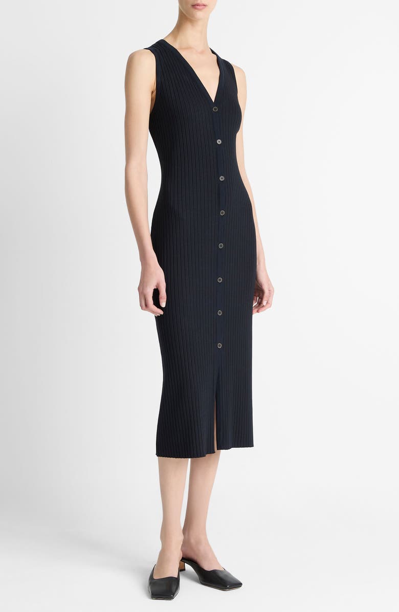 Vince Sleeveless Rib Midi Dress, Alternate, color, Coastal