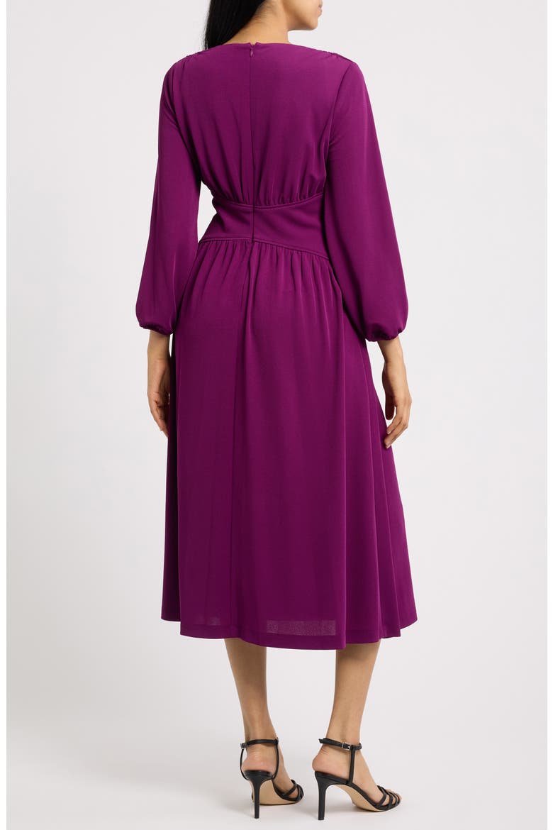Blouson Long Sleeve Fit & Flare Midi Dress, Alternate, color, BEET