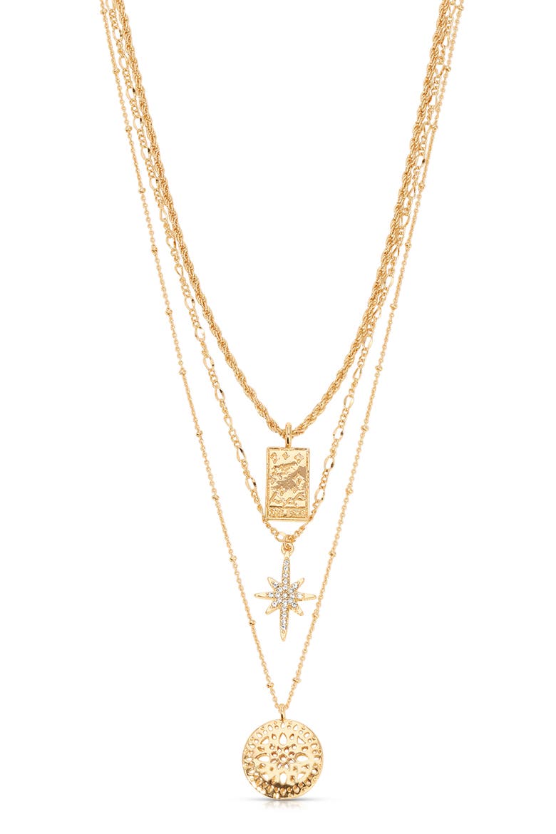 Celestial Layered Chain Necklace, Main, color, GOLD