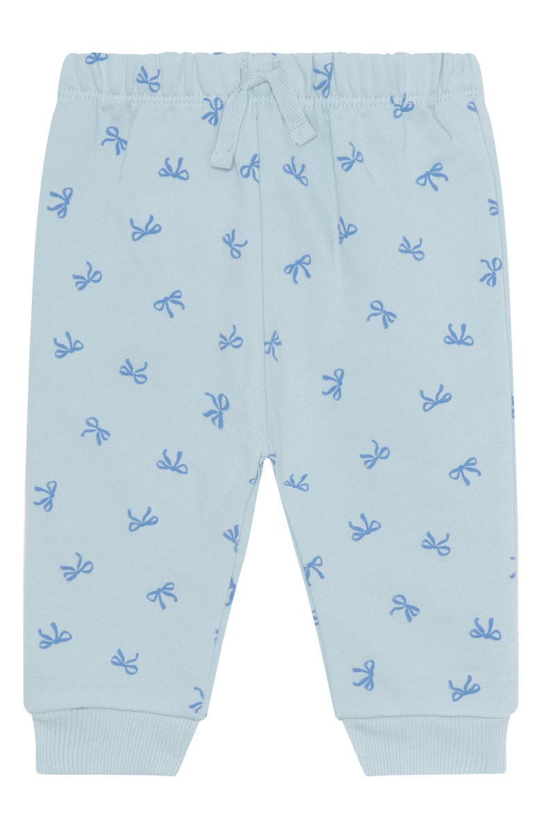 PL Baby by Petit Lem Fleece Sweatshirt, Joggers & Headband Set, Alternate, color, Light Blue Bows