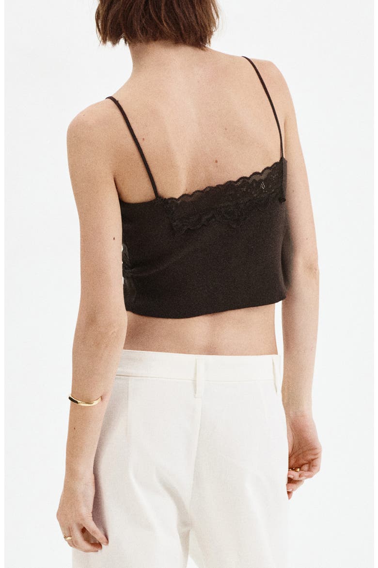 Lace Trimmed Fine Knit Crop Camisole, Alternate, color, CHOCOLATE