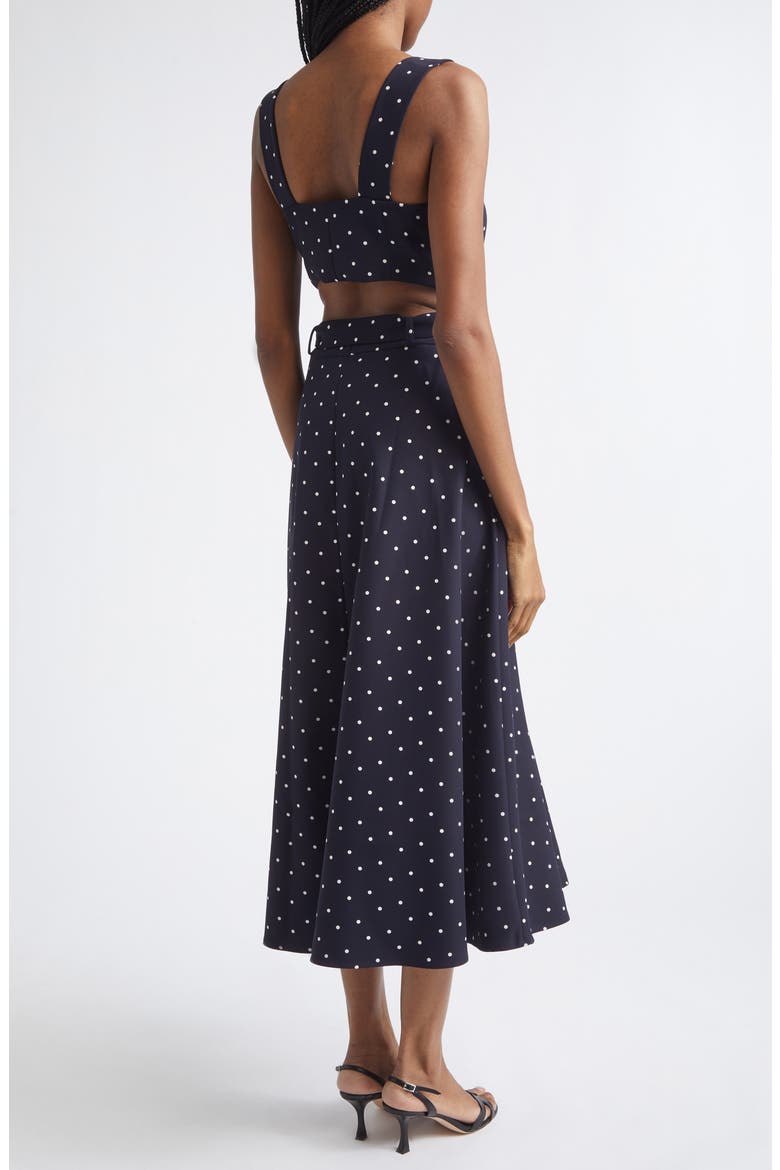 Orielle Polka Dot Midi Dress, Alternate, color, NAVY
