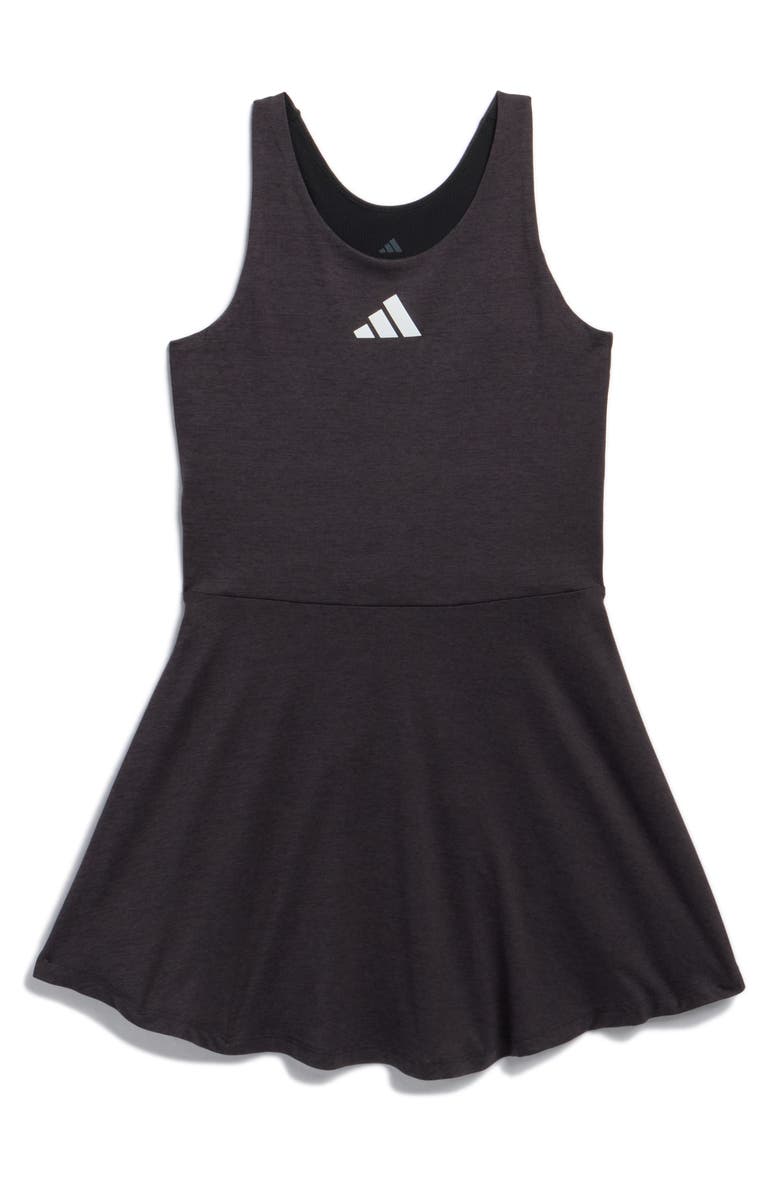 adidas Kids' Mélange Flounce Dress, Main, color, Grey W/ Black Melange