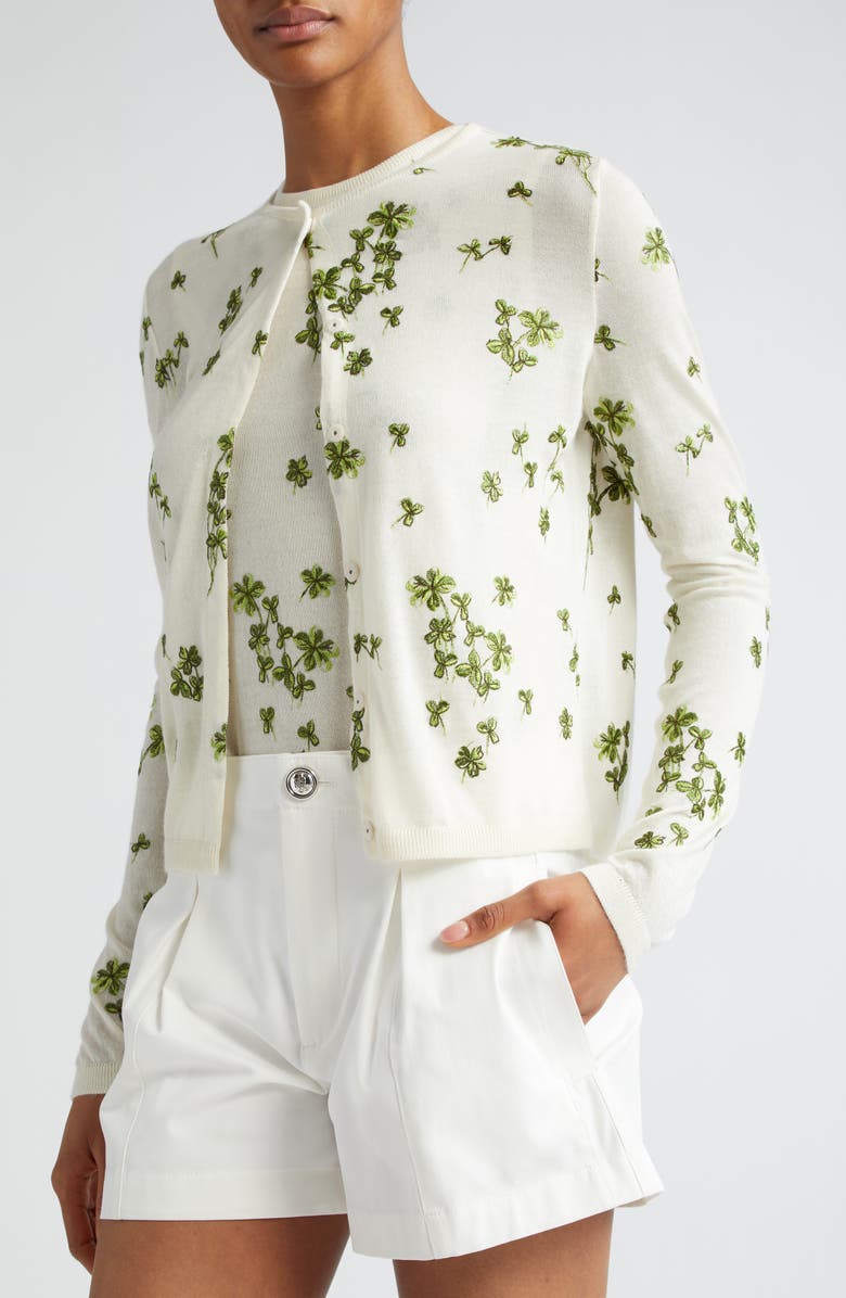 Giambattista Valli Garden Embroidered Cashmere & Silk Cardigan, Alternate, color,